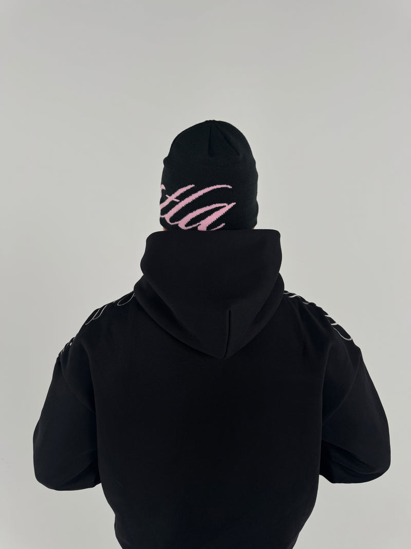 Signature Beanie - Black & Pink